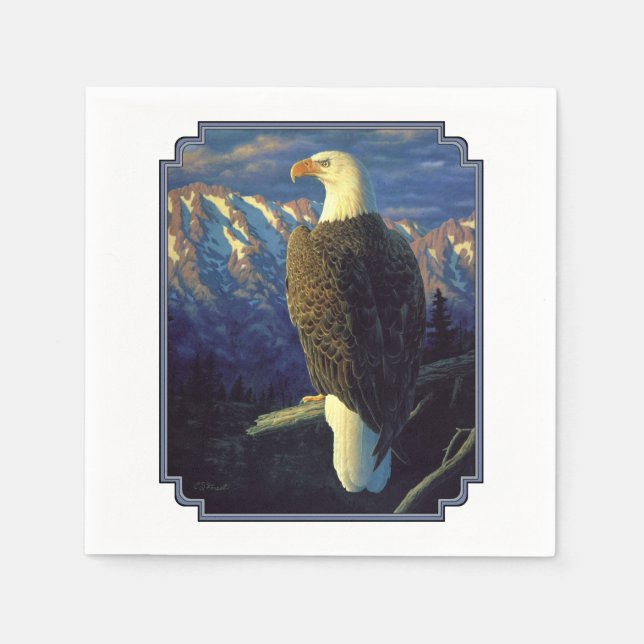 American Bald Eagle Mountain Sunrise Serviette (Vorderseite)