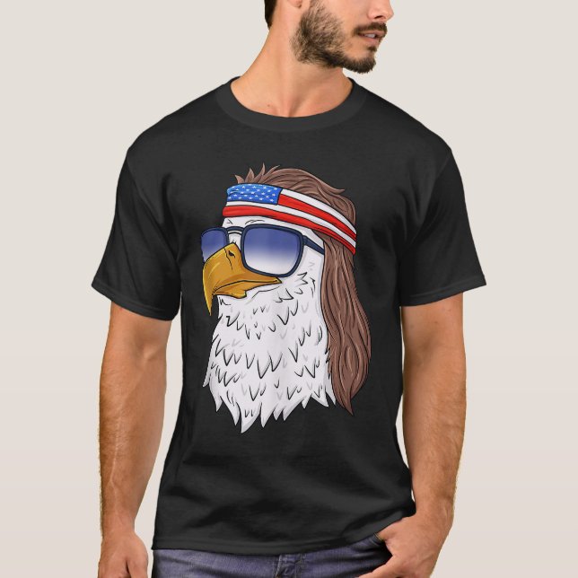 American Bald Eagle Mullet 4. Juli Funny USA P T-Shirt (Vorderseite)