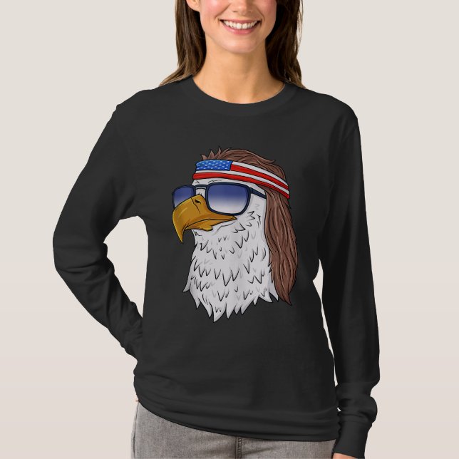 American Bald Eagle Mullet 4. Juli Funny USA P T-Shirt (Vorderseite)