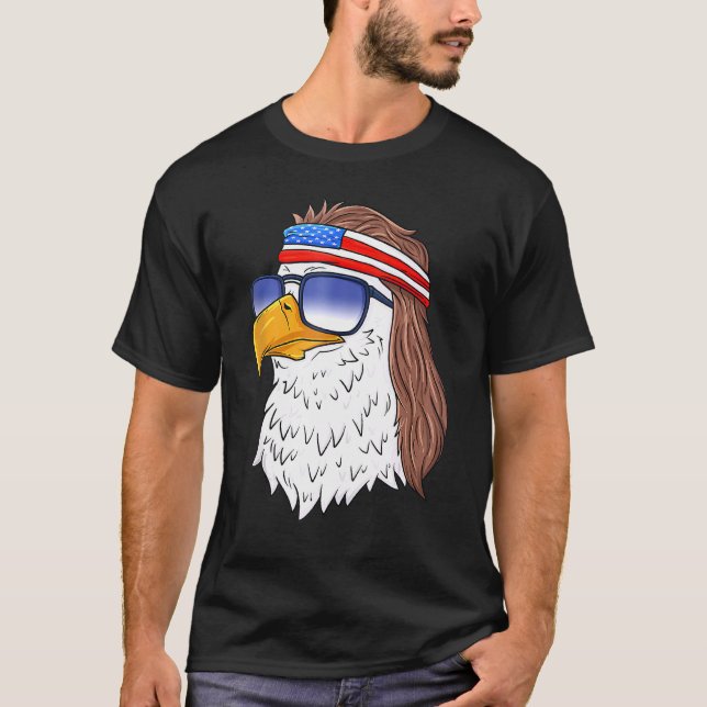 American Bald Eagle Mullet 4. Juli Usa Patriot T-Shirt (Vorderseite)