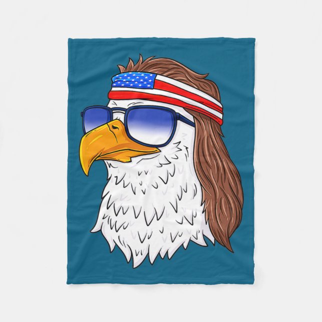 American Bald Eagle Mullet 4th Of July Funny Usa  Fleecedecke (Vorderseite)