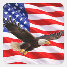 American Bald Eagle Patriotic Square Sticker