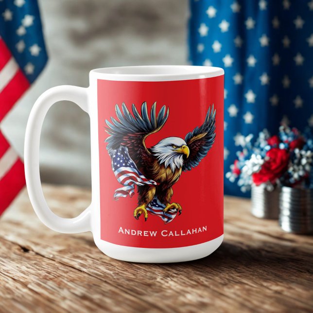 American Bald Eagle Patriotic USA Flag 4. Juli Kaffeetasse (Von Creator hochgeladen)