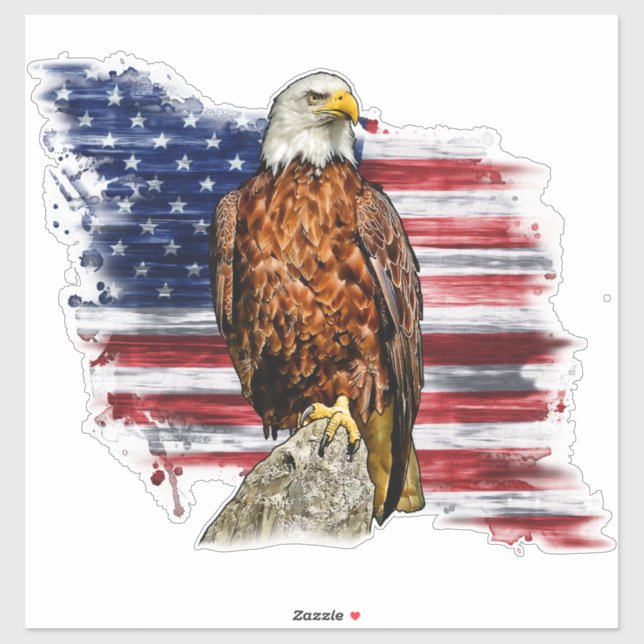 American Bald Eagle Patriotic USA Flag Aufkleber (Blatt)