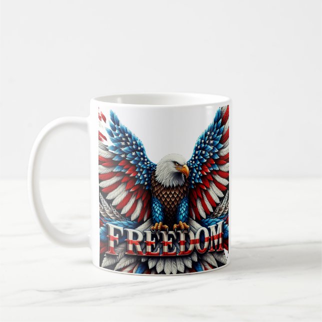 American Bald Eagle Patriotic USA Flaggenfreiheit Kaffeetasse (Links)