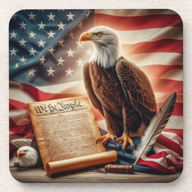 American Bald Eagle Patriotismus Getränkeuntersetzer (Vorderseite)