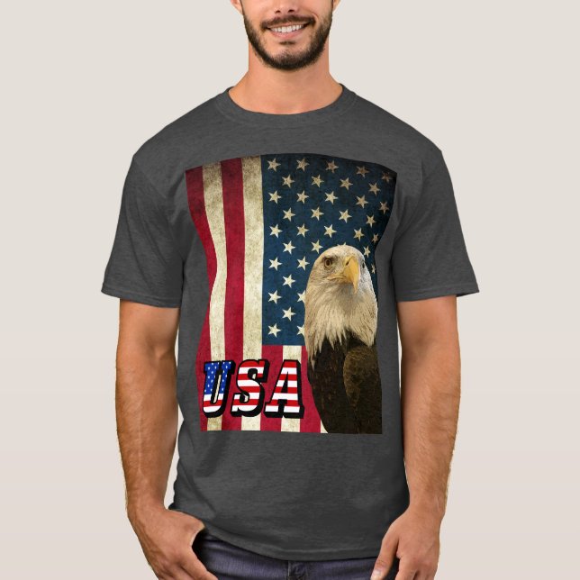 American Bald Eagle Retro Flag, USA Shirt- ZKOA T-Shirt (Vorderseite)