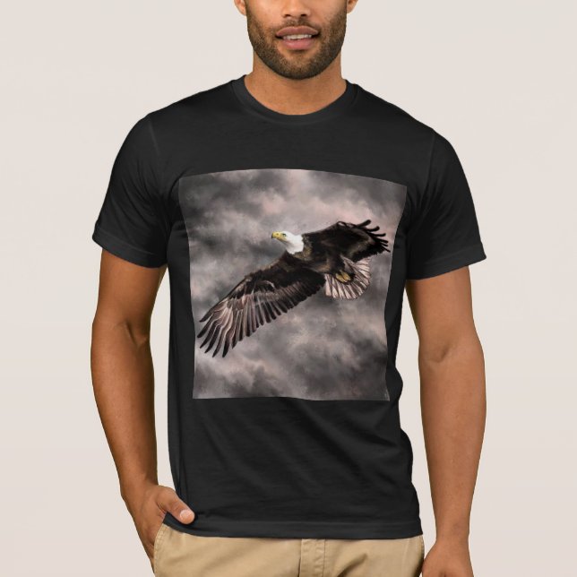 American Bald Eagle T - Shirt fliegen in Sturmwolk (Vorderseite)
