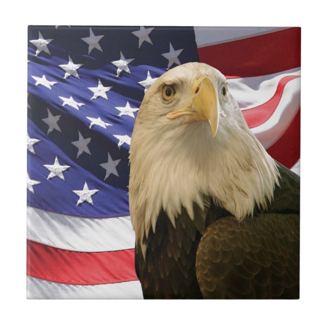 American Bald Eagle und Flag Fliese (Vorderseite)