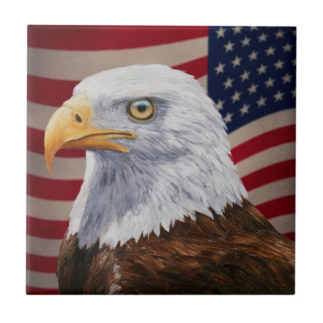 American Bald Eagle und Flag Fliese (Vorderseite)