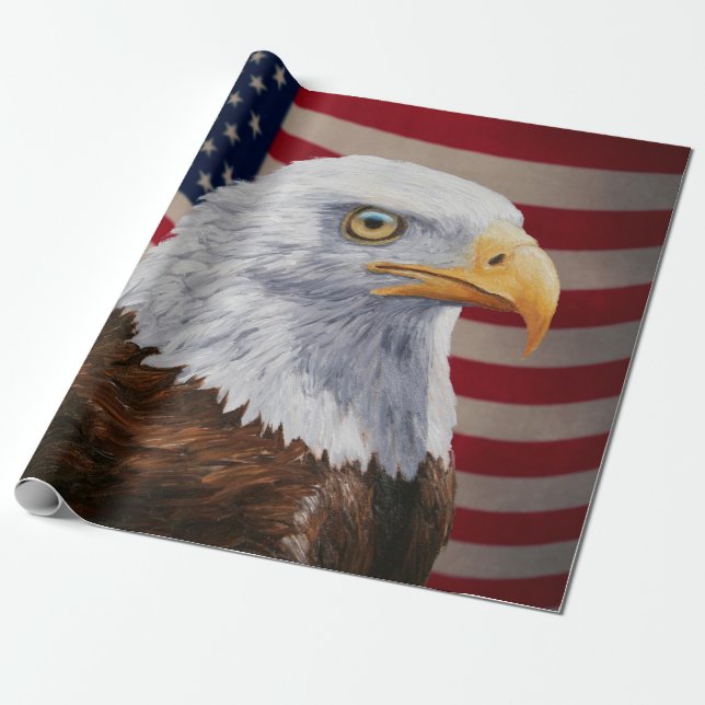 American Bald Eagle und Flag Geschenkpapier (Ungerollt)