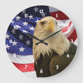 American Bald Eagle und Flag Große Wanduhr