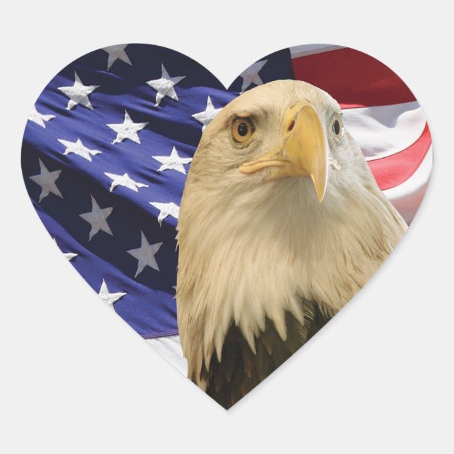 American Bald Eagle und Flag Herz-Aufkleber (Vorderseite)