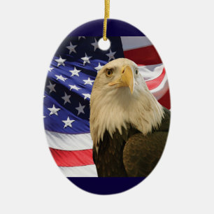American Bald Eagle und Flag Keramikornament