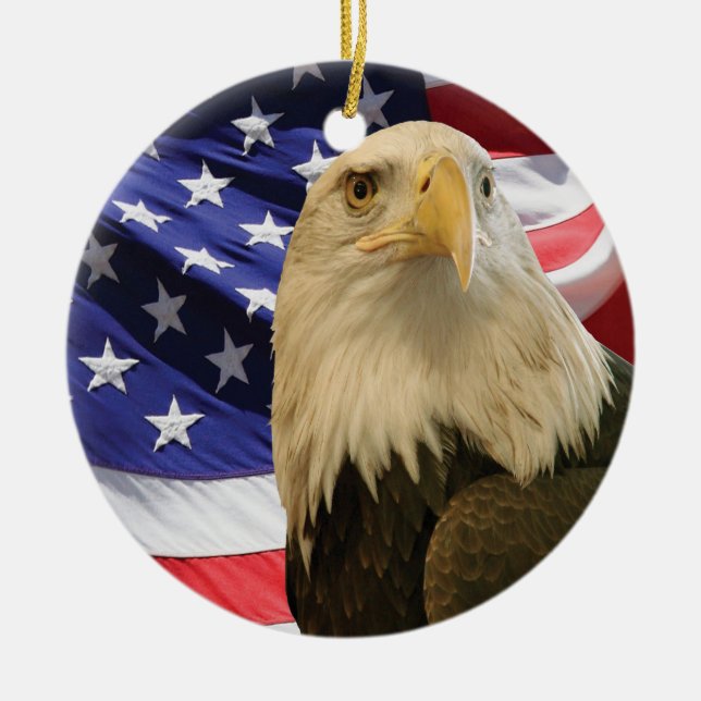 American Bald Eagle und Flag Keramikornament (Vorne)