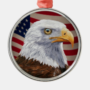 American Bald Eagle und Flag Ornament Aus Metall