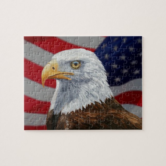 American Bald Eagle und Flag Puzzle (Horizontal)
