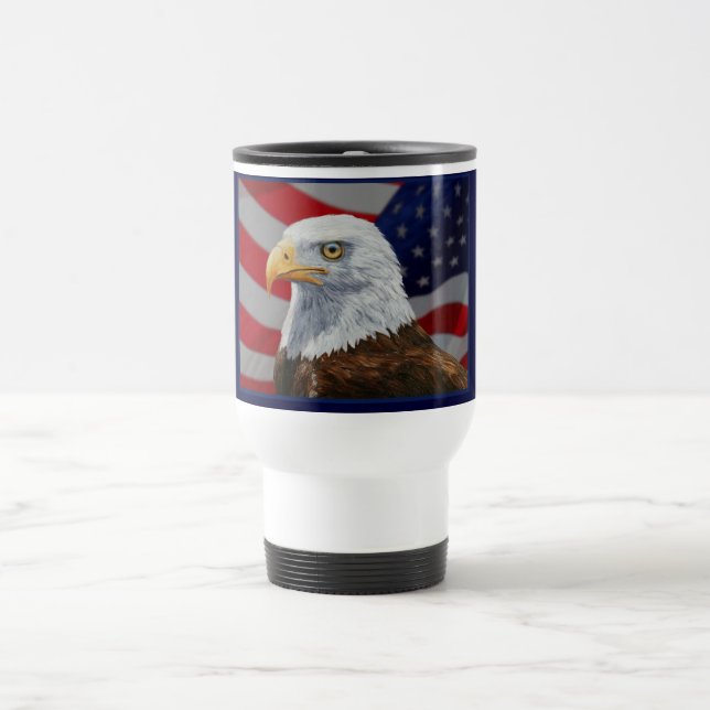 American Bald Eagle und Flag Reisebecher (Mittel)