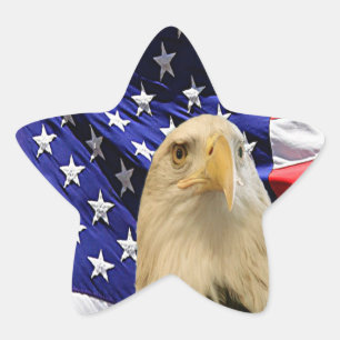 American Bald Eagle und Flag Stern-Aufkleber