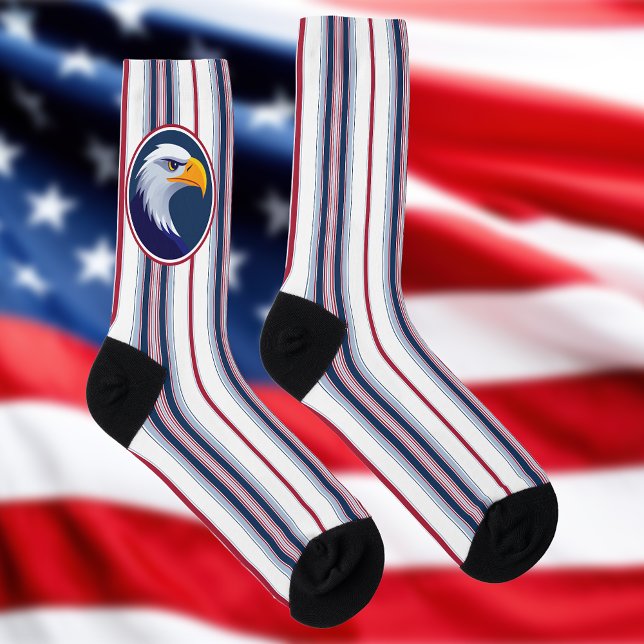 American Bald Eagle und Patriotic Pencil Streifen Socken (Von Creator hochgeladen)