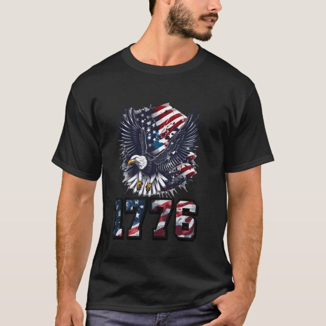American Bald Eagle US Flag Erklärung von Indepen T-Shirt (Vorderseite)