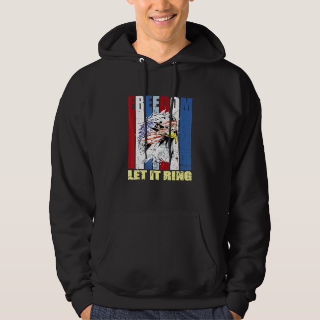 American Bald Eagle Us Flag Lass Freedom Ring 4. O Hoodie (Vorderseite)