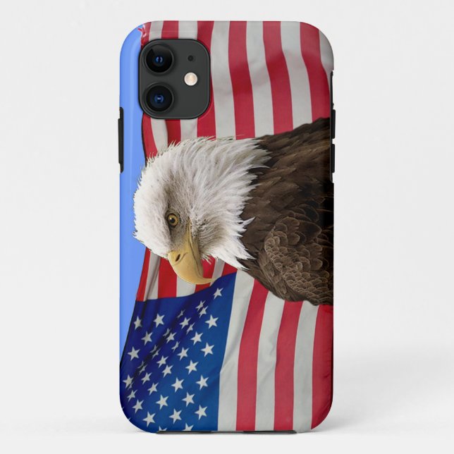 American Bald Eagle & US Flag Patriotic Phone Case (Rückseite)