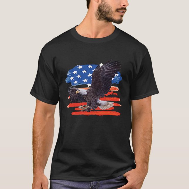 American Bald Eagle USA Flag  4th of July Eagle Fl T-Shirt (Vorderseite)