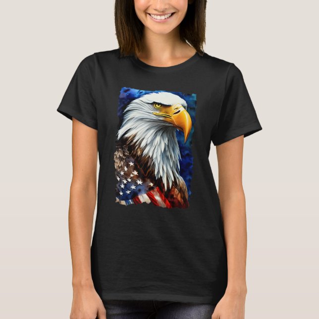 American Bald Eagle USA Flag Freedom Men Women Pat T-Shirt (Vorderseite)