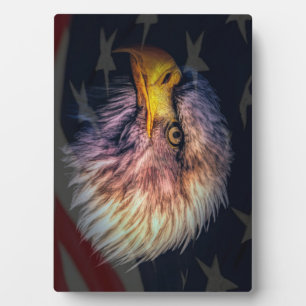 American Bald Eagle With Flag Fotoplatte