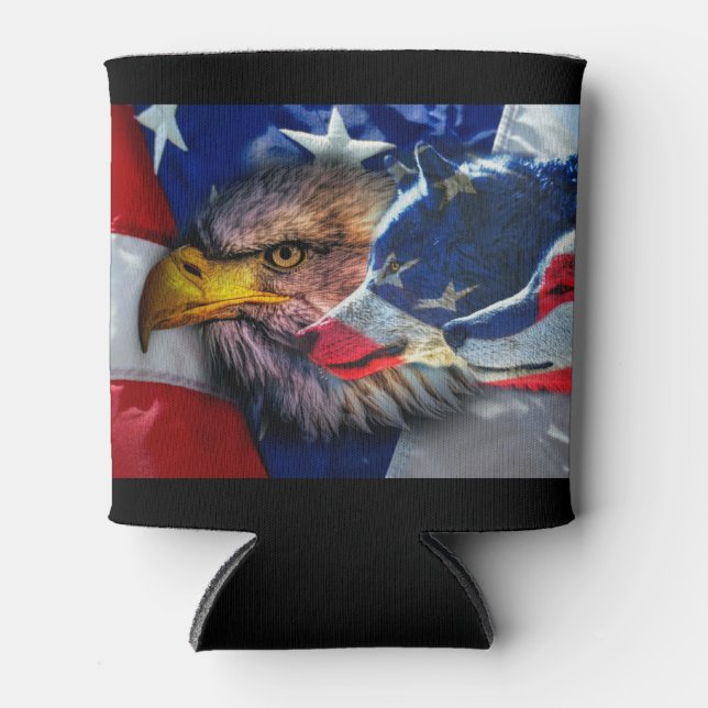 American Bald Eagle Wolf Flag Patriotic Dosenkühler (Vorderseite)