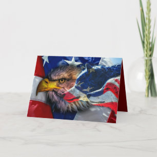American Bald Eagle Wolf Flag Patriotic Feiertagskarte