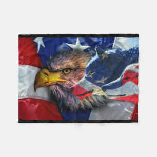 American Bald Eagle Wolf Flag Patriotic Fleecedecke