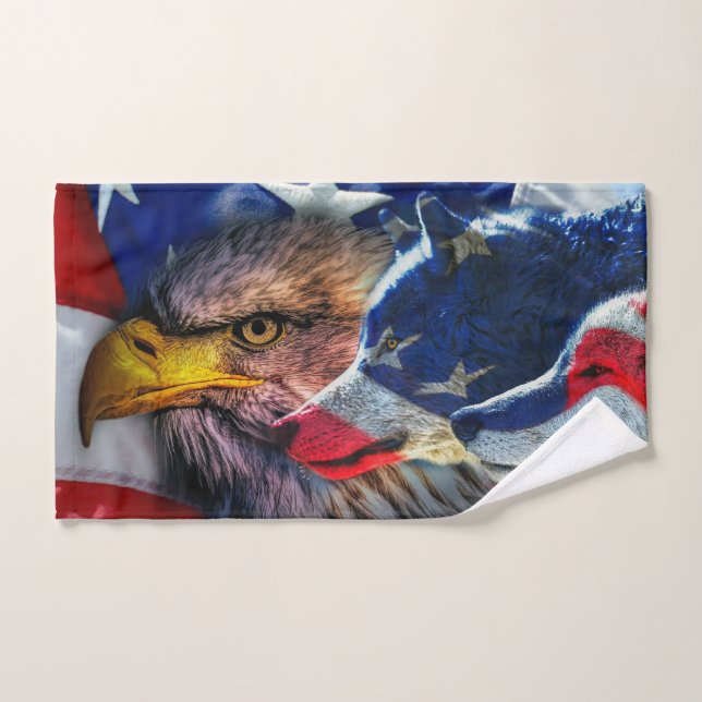 American Bald Eagle Wolf Flag Patriotic Handtuch (Handtuch)