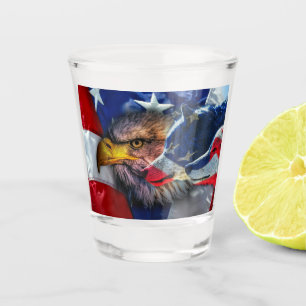 American Bald Eagle Wolf Flag Patriotic Schnapsglas