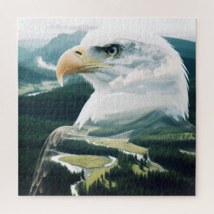American Bald Eagle Yellowstone NP Landscape River Puzzle