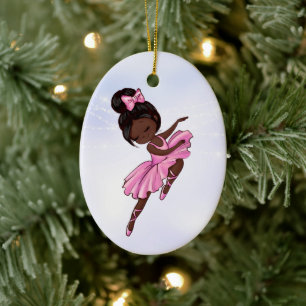 American Ballerina Pink, Lila Weihnachten Keramik Ornament