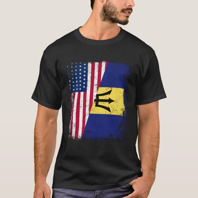 American Barbadian Roots Half American USA Barbado T-Shirt (Vorderseite)