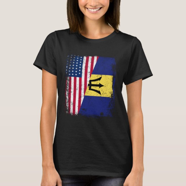 American Barbadian Roots Half American USA Barbado T-Shirt (Vorderseite)
