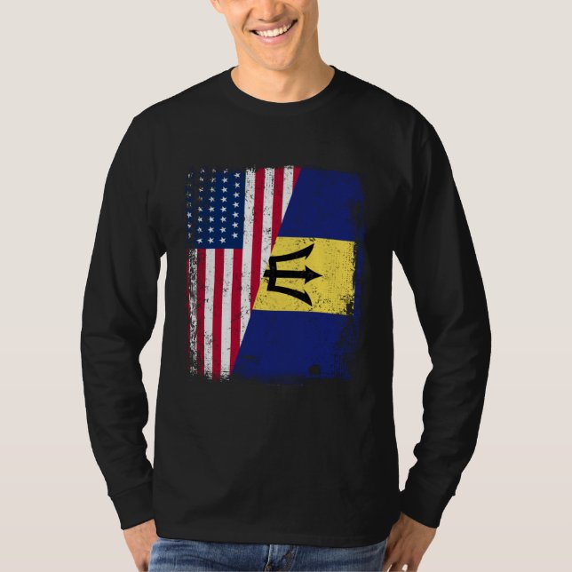 American Barbadian Roots Half American USA Barbado T-Shirt (Vorderseite)
