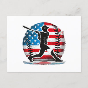 American Baseball Player Batter mit den Staaten Feiertagspostkarte