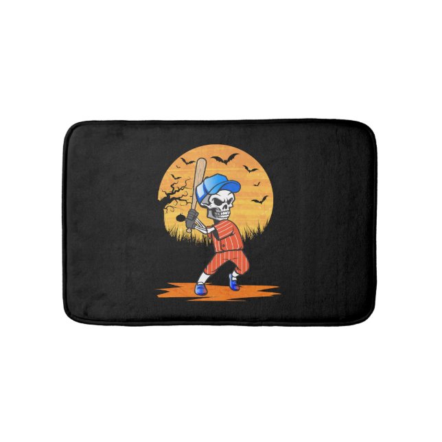 American Baseball Skeleton Halloween Men Boys Badematte (Vorderseite)