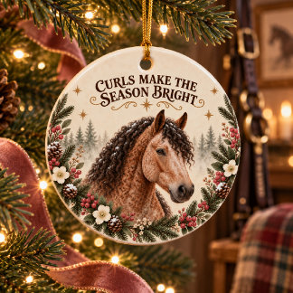 American Bashkir Curly Horse Rustic Christmas Keramik Ornament