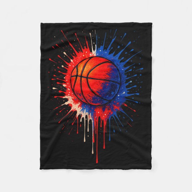 American Basketball Splash Ball Player Team Kids B Fleecedecke (Vorderseite)