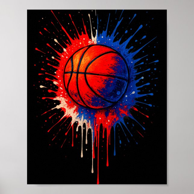 American Basketball Splash Ball Player Team Kids B Poster (Vorne)