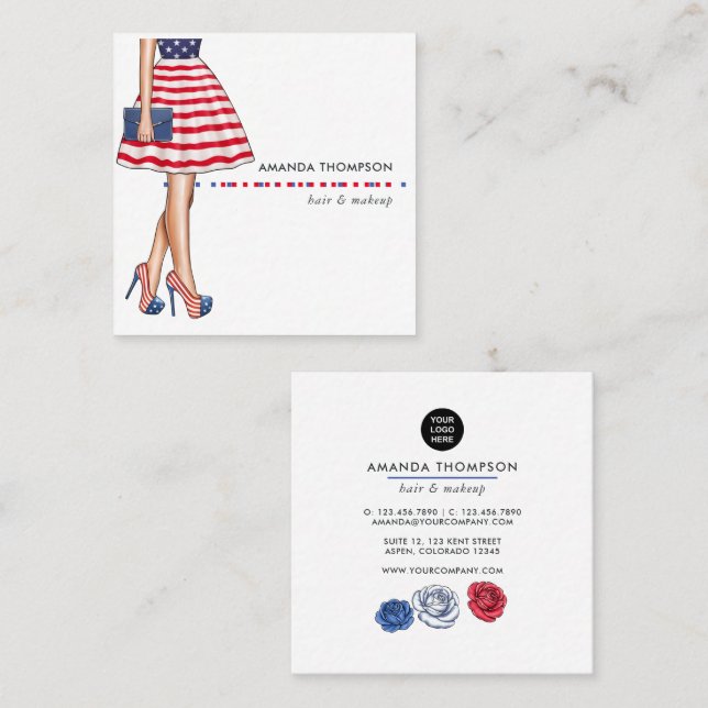 American Beauty Fashion Business Card Quadratische Visitenkarte (Vorne/Hinten)