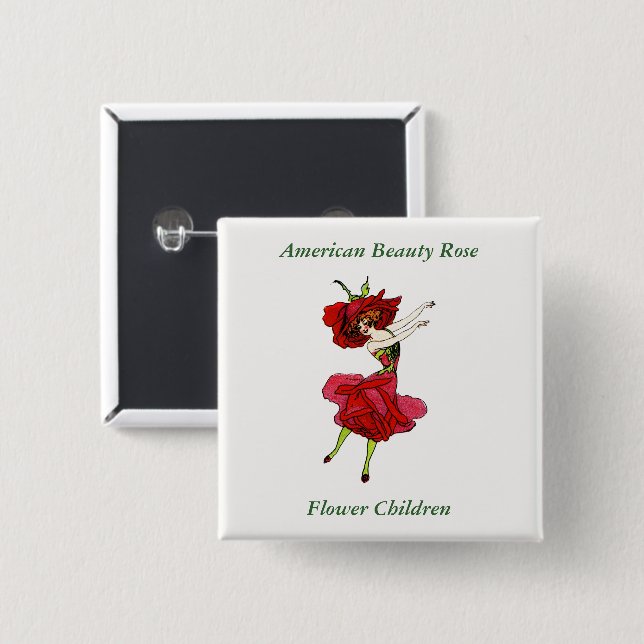 American Beauty Rose, Whimsical Blume Book Art Button (Vorne & Hinten)