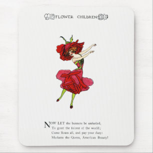 American Beauty Rose, Whimsical Blume Book Art Mousepad