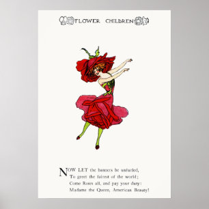 American Beauty Rose, Whimsical Blume Book Art Poster