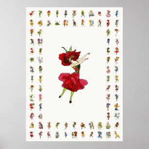 American Beauty Rose, Whimsical Blume Book Art Poster